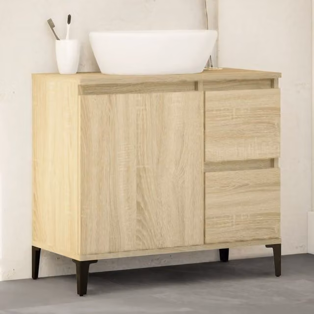 Berkfield Home Sonoma Oak Bathroom Cabinet in Brown, W: 65 cm, D: 33 cm, H: 60 cm – 1
