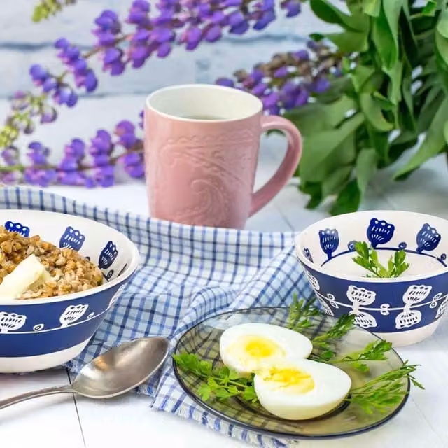 The Mia Bloom Series Floral Stoneware Mini Bowls, Set of 4, Blue and White – 1