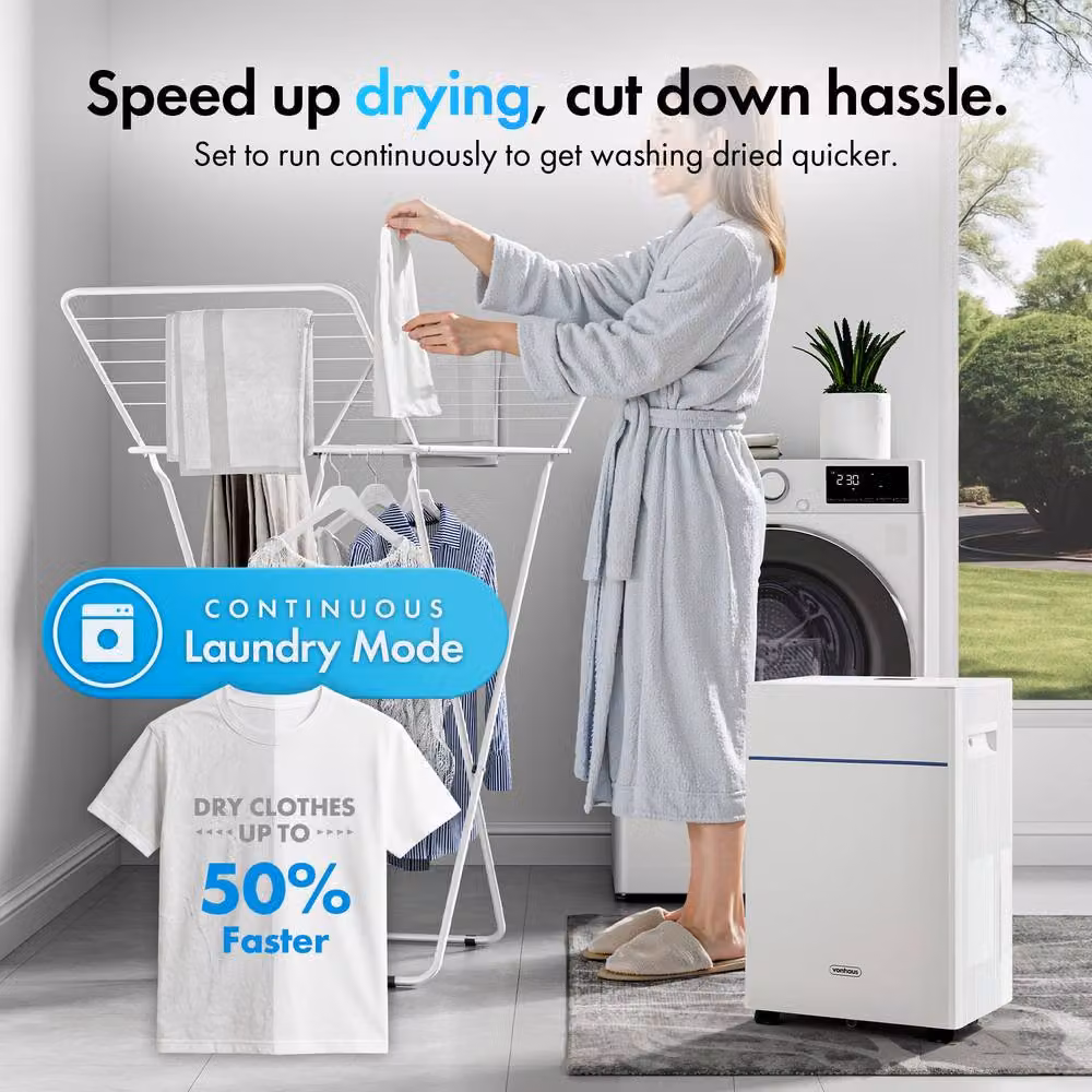 VonHaus Slimline Dehumidifier in White with 1.6 l Water Tank and 10 l/day Capacity – 2