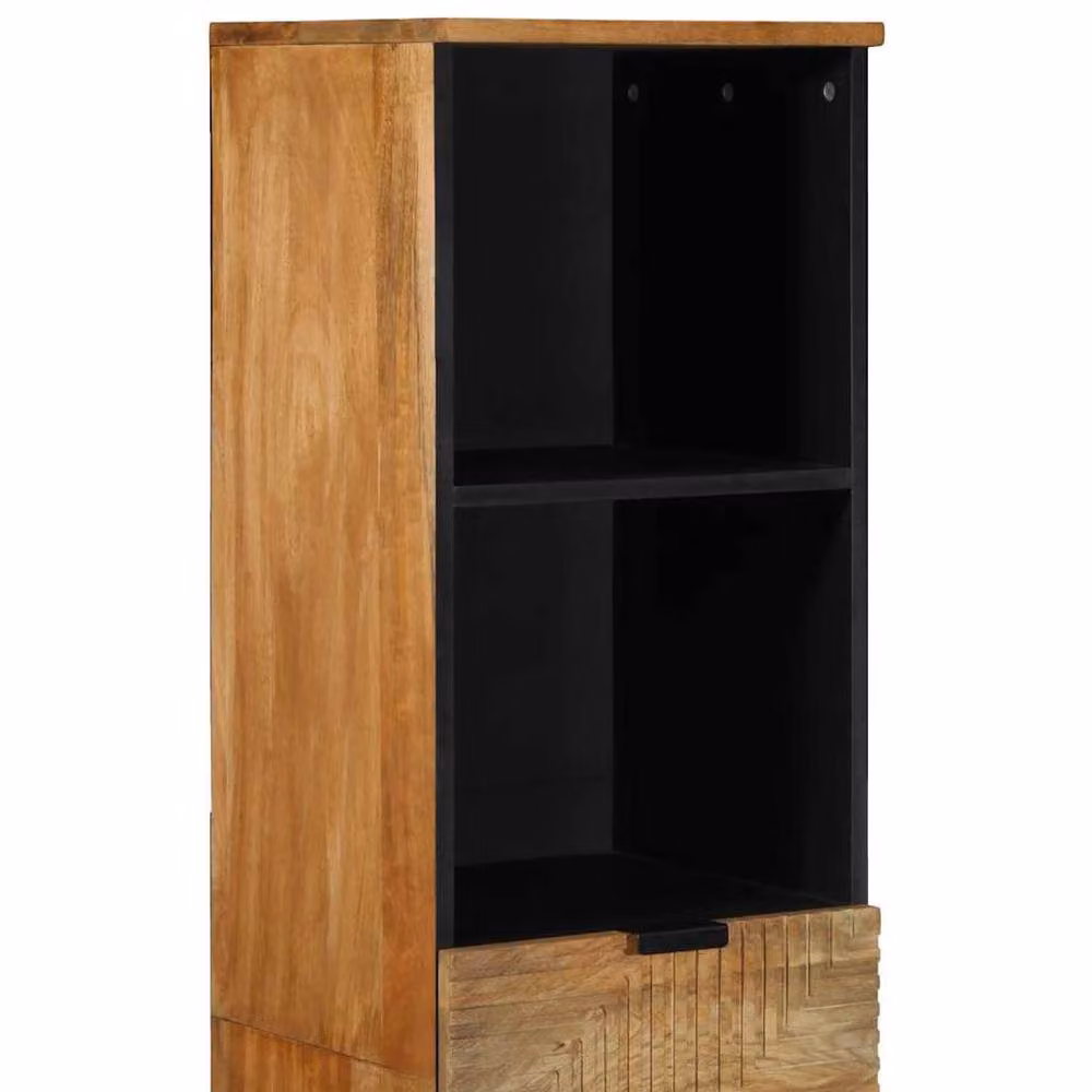 Berkfield Home Brown Mango Wood Freestanding Bathroom Cabinet with Hinged Doors and Internal Shelves, W/D/H: 38 x 33 x 160 cm – 4