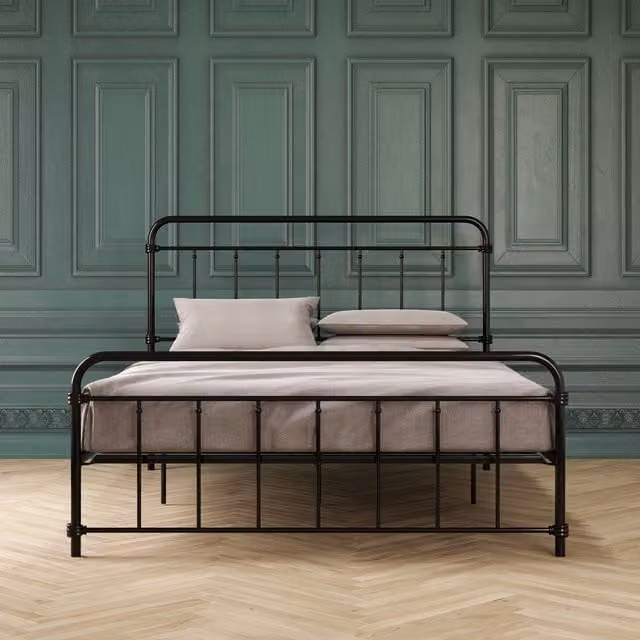 Dorel Home Wallace Metal Bed in Black, King Size (180 x 200 cm)