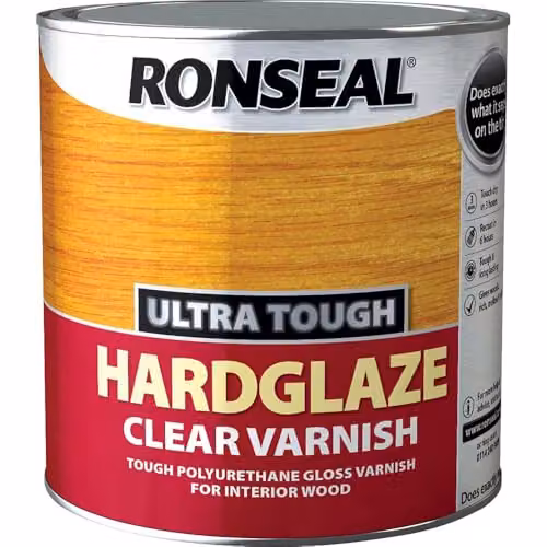 Ronseal Ultra Tough Hardglaze Internal Clear Gloss Varnish for Wood, 750 ml