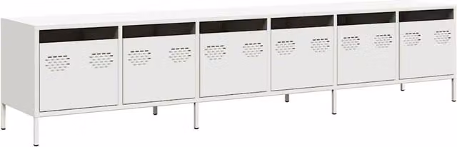 Berkfield Home Modern White Metal TV Cabinet W: 202 cm, D: 39 cm, H: 43.5 cm