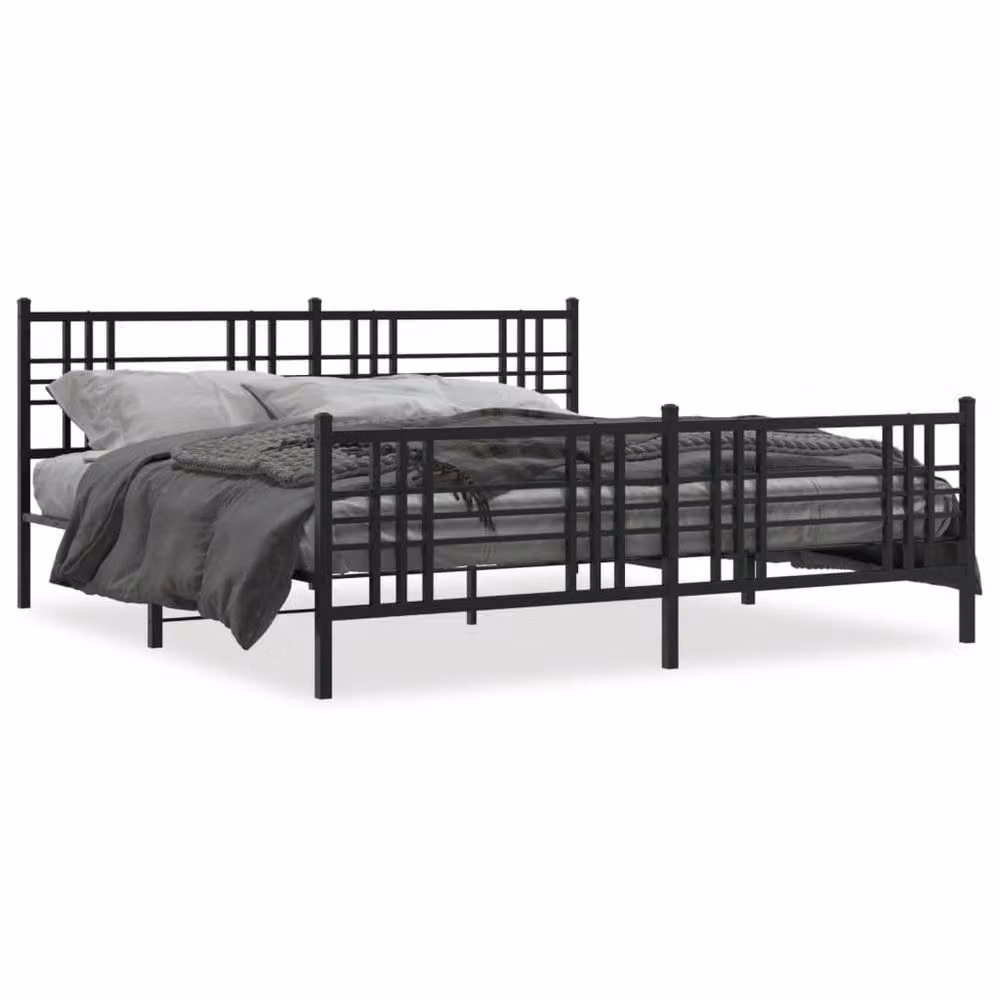 Berkfield Home Metal Bed Frame with Footboard, Black, W/D/H: 198 x 90 x 198 cm – 3