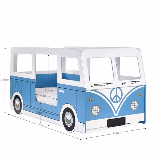 Julian Bowen Campervan Single Wooden Bed Frame in White and Blue, W/D/H: 90 x 190 cm – 2