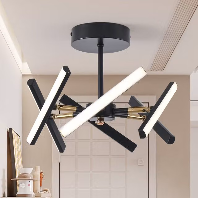 Garwarm 6 Light Sputnik LED Ceiling Chandelier in Black