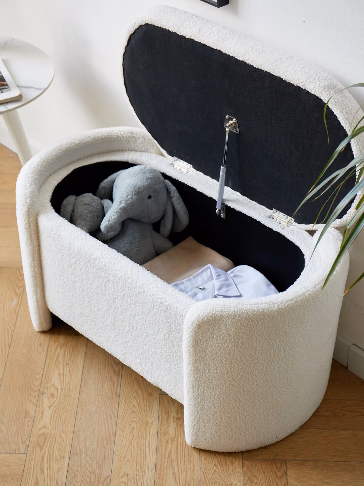 Nordlys Scandinavian Design Velvet Upholstered Storage Bench in White – 2