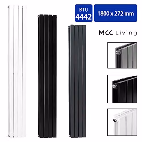 MCC Direct Anthracite Designer Flat Panel Double Central Heating Radiator, H 180 x W 27.2 cm – 2