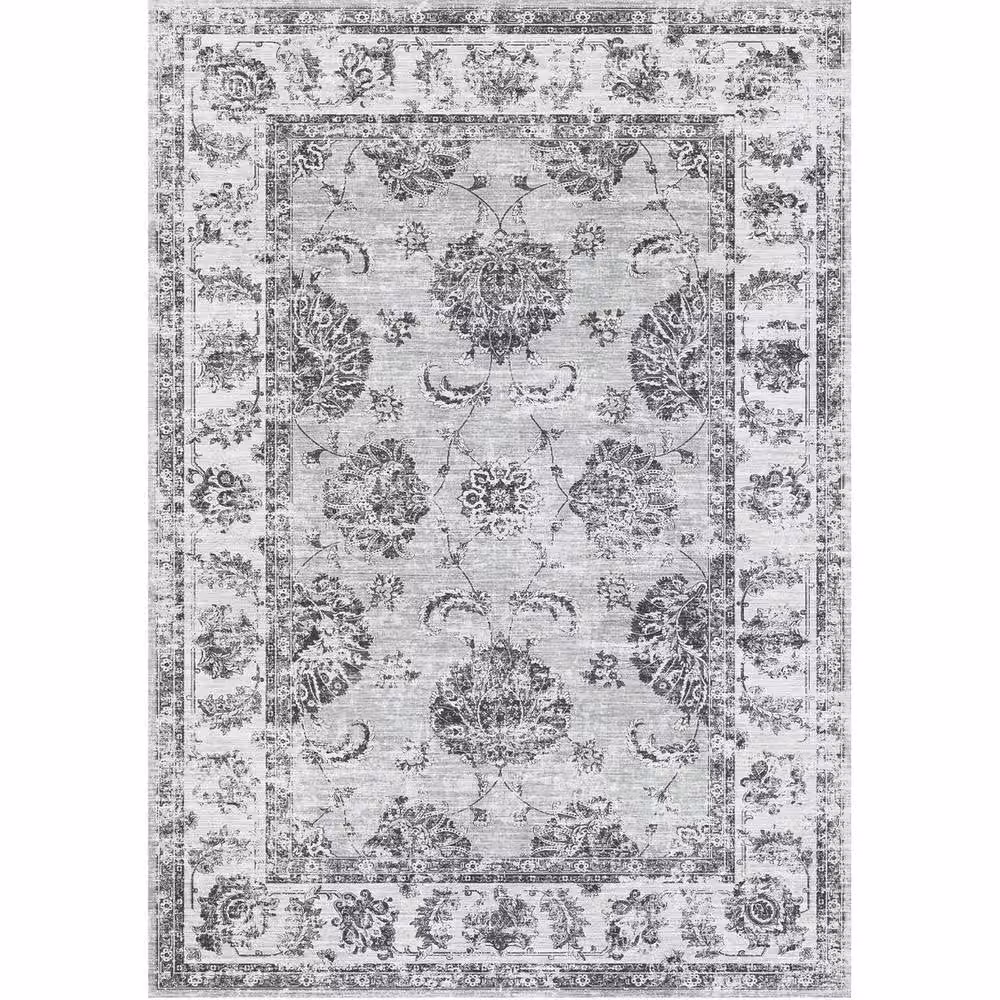The Rug Shop UK Grey Bordered Floral Traditional Stain-Resistant Rectangular Rug, W/D/H: 160 x 120 x 0.7 cm – 2