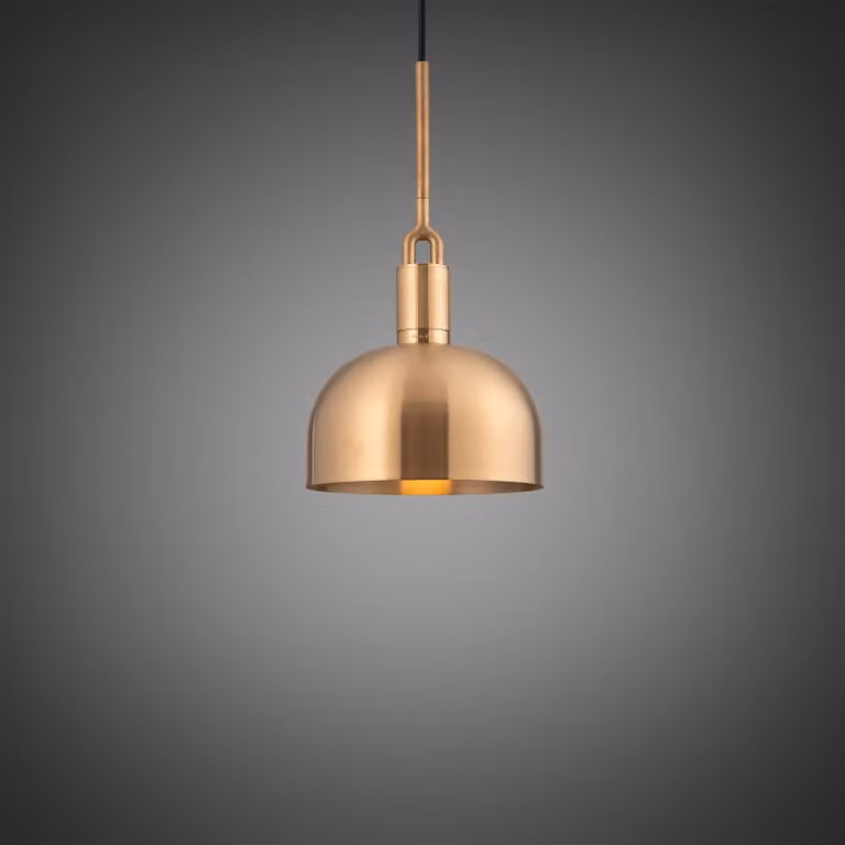 Buster + Punch Forked Pendant Light in Black and Gold/Brass with Linear Knurl Finish