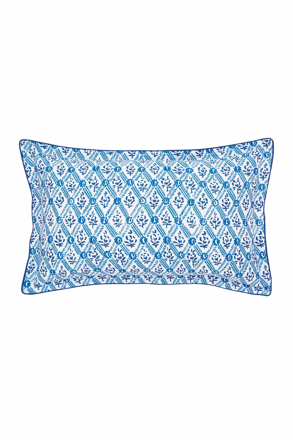 English Heritage St John's Trellis Blue Floral Cotton Mako Satin Duvet Cover and Pillowcase Set, W: 140 cm, L: 200 cm – 2