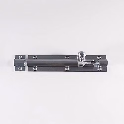 Loops Straight Barrel Surface Mounted Door Bolt Lock in Silver