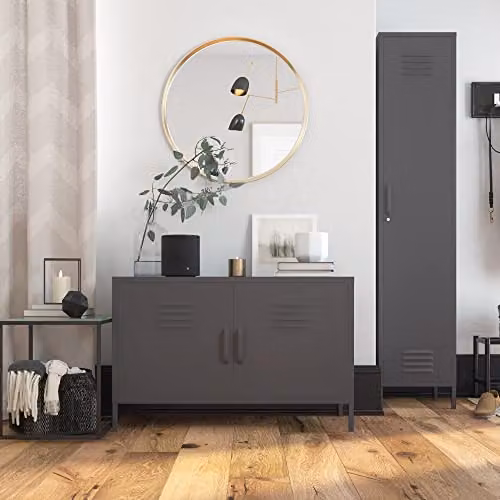 DHP Bradford Single Metal Storage Cabinet Grey H 185.0 x W 38.0 x D 40.0 cm – 2