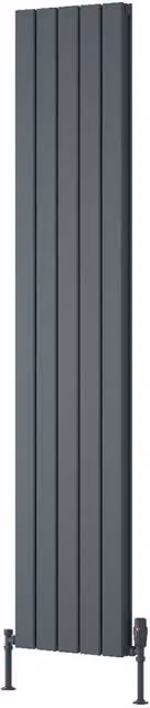 Bathroom Kingdom Piatto Anthracite Double Flat Panel Vertical Radiator in Grey, H: 180 cm, W: 37 cm
