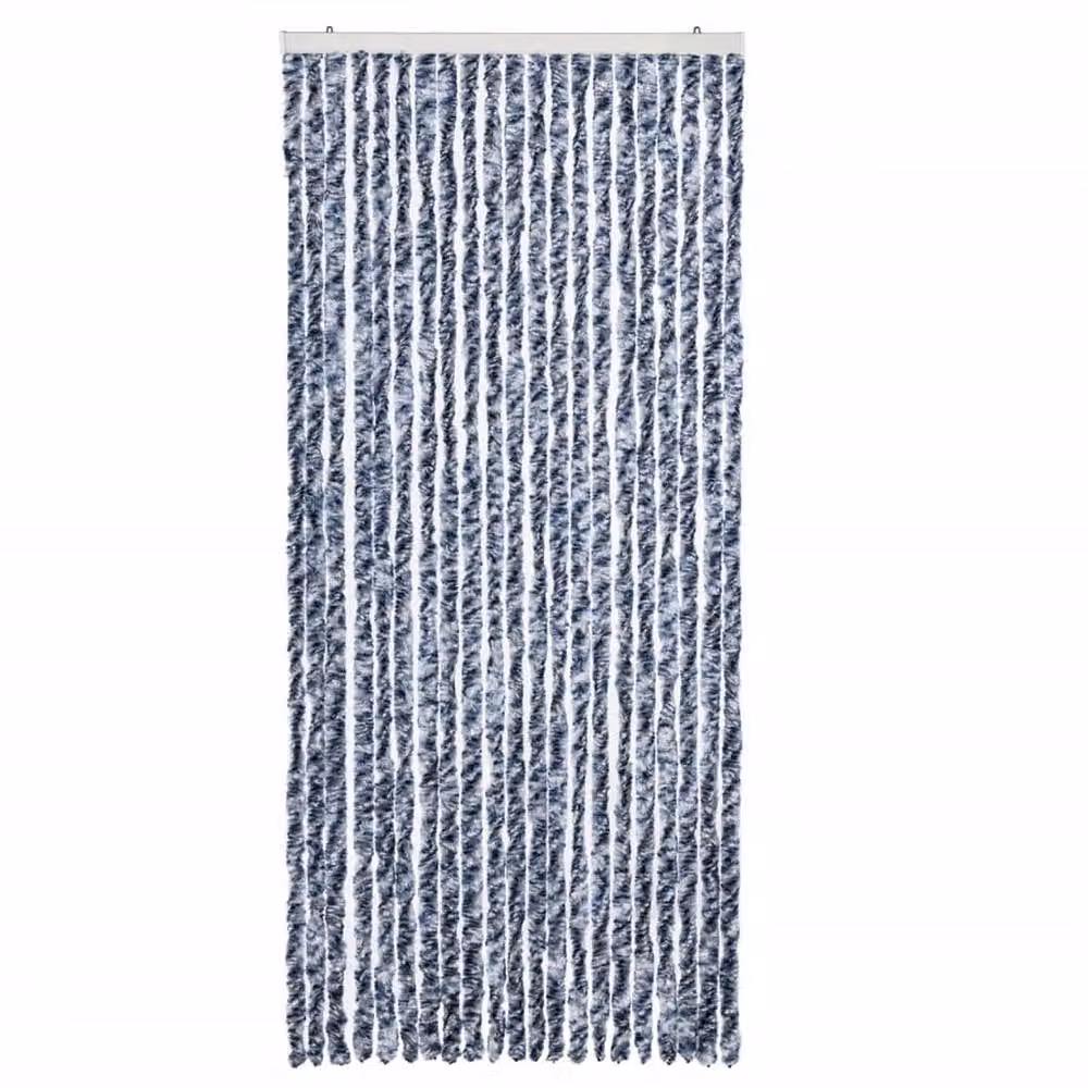 Berkfield Home Blue and White Striped Chenille Insect Curtain W: 90 cm, H: 200 cm – 3