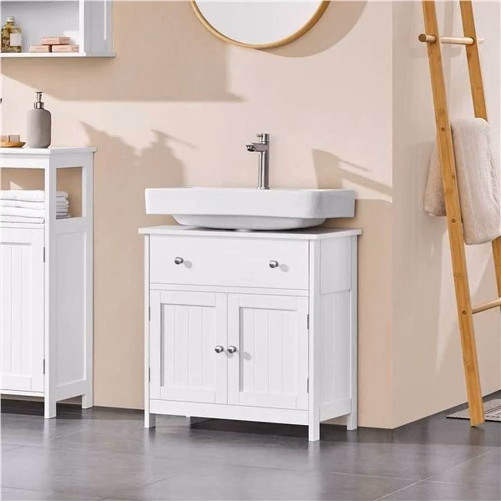 Kelvenix Modern White Matt Wood and MDF Floor Standing Bathroom Storage Cabinet – 2