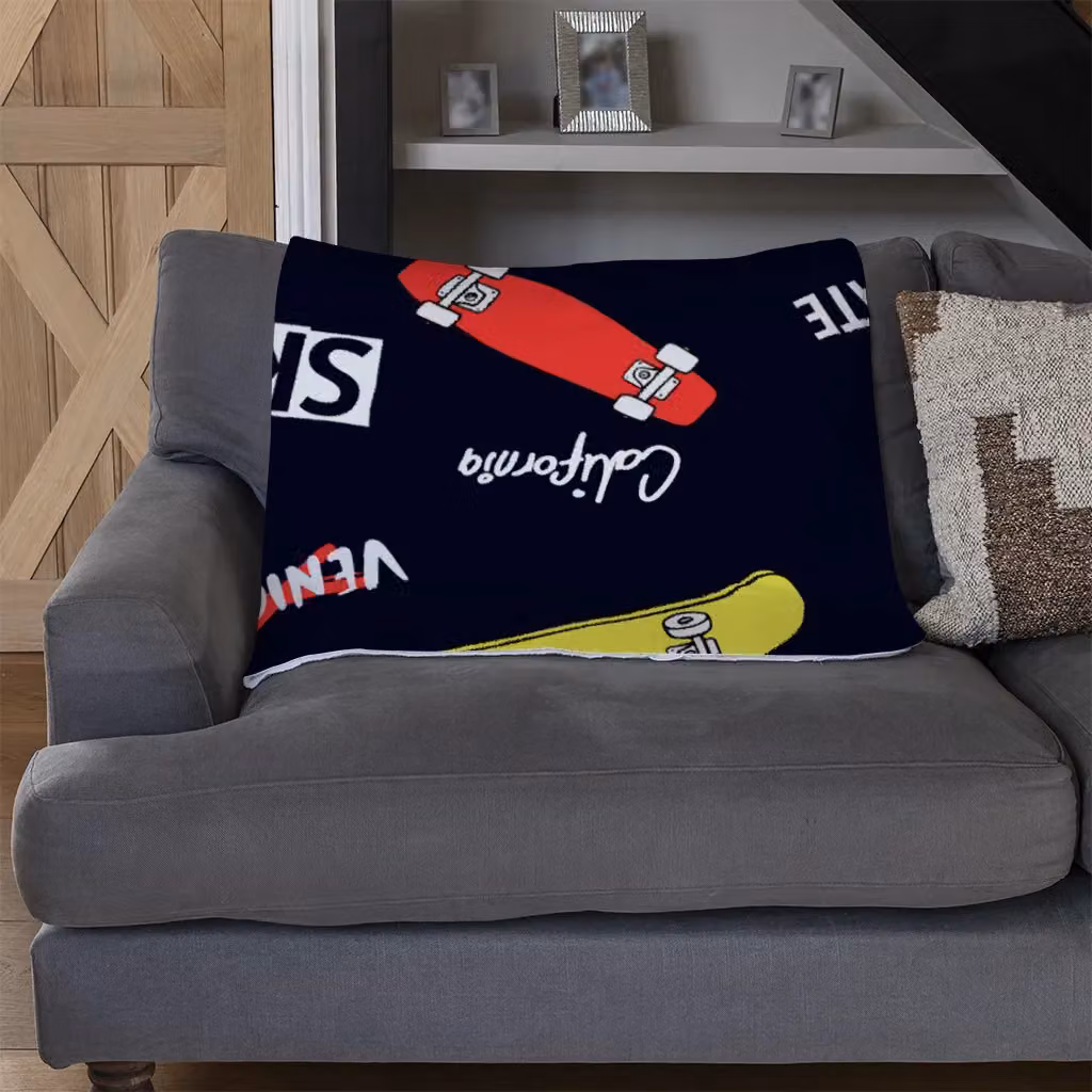 Benjamin Tate Design Fleece Skate Blanket in Black or Beige, W/D/H: 120 x 150 cm – 3