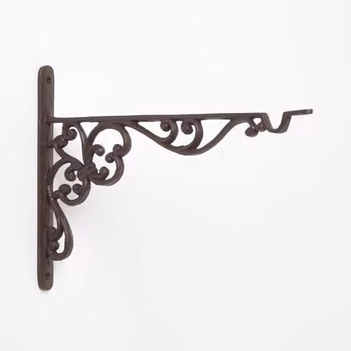 Homescapes Brown Cast Iron Extra Large Hanging Basket Hook, Length: 35.5 cm