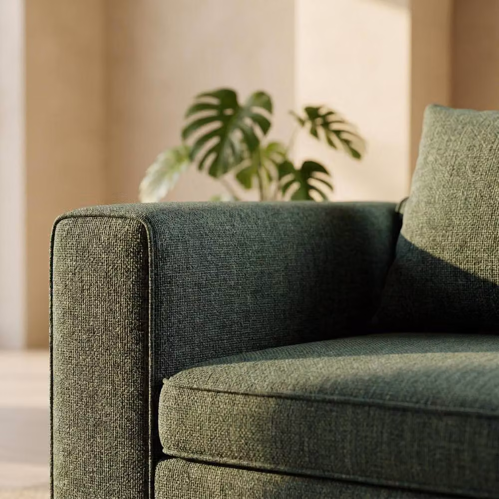Abakus Direct Tokyo 3 Seater Sofa in Green Brushed Tweed Fabric with Deep Seats – 5