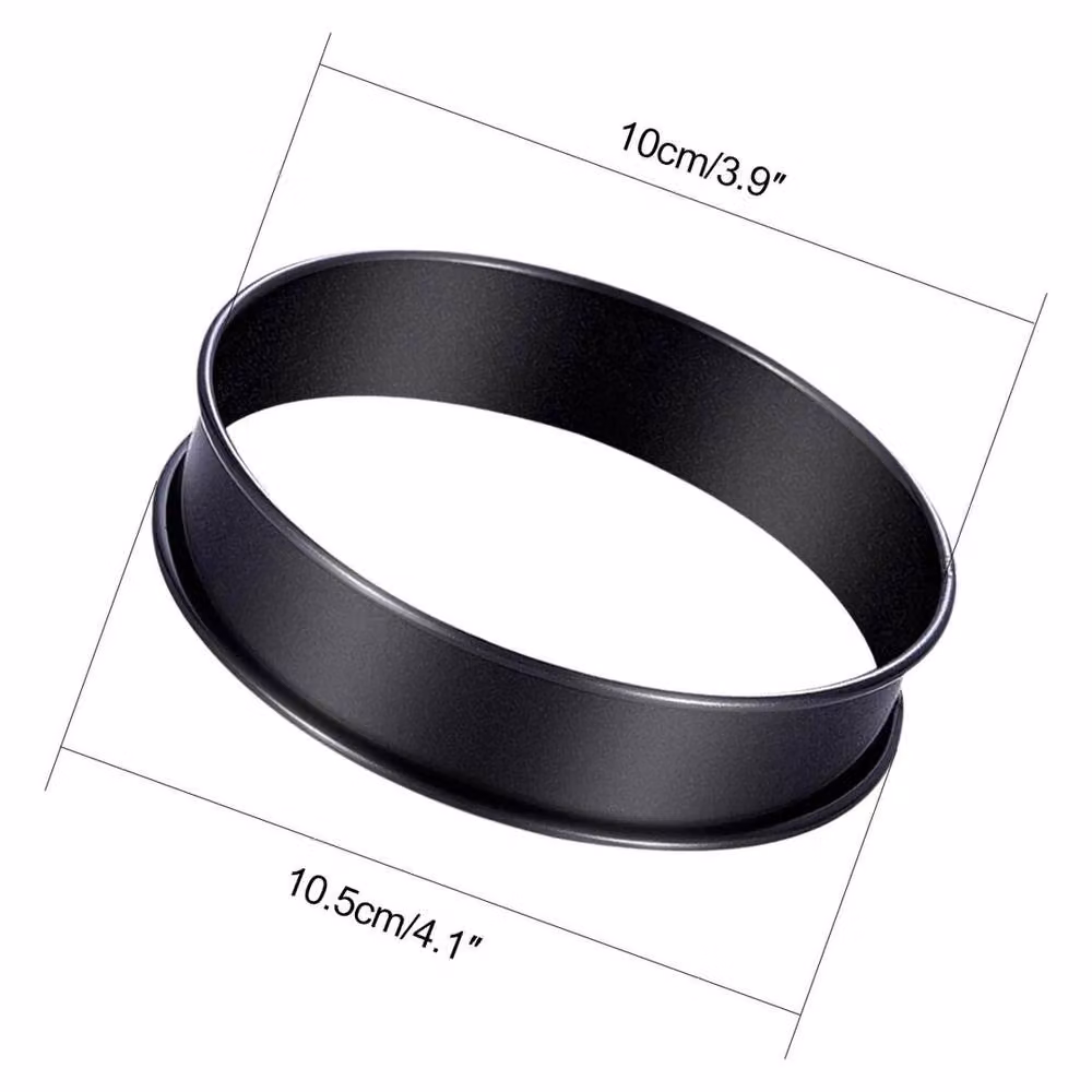 PAWNORA 8 Pack Black Stainless Steel Round Muffin and Crumpet Rings – 5