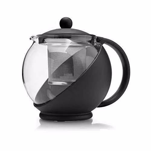 Kilo Glass Teapot with Stainless Steel Infuser, Black, 650ml