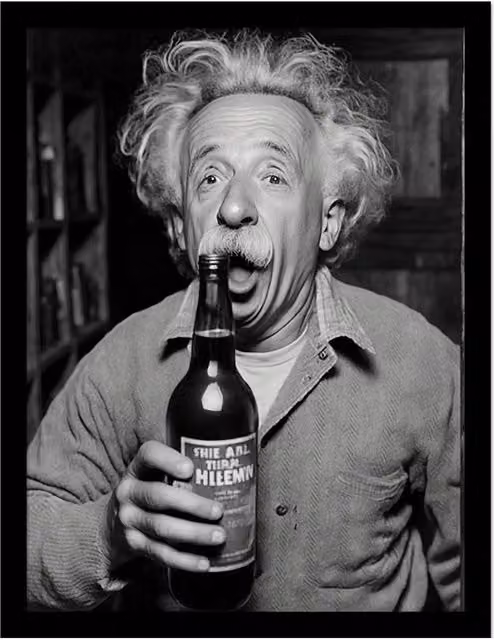 Ada Ingram Einstein With Beer Paper Poster in Grey