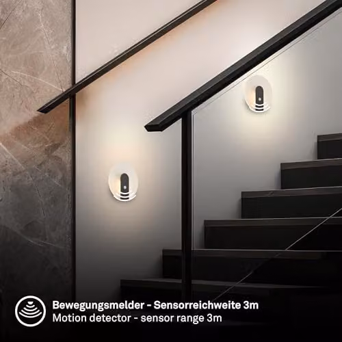 Briloner Sticklights Rechargeable LED Wall Light with Motion and Dusk Sensor, Black, W/D/H: 15.0 x 3.7 x 14.7 cm – 4