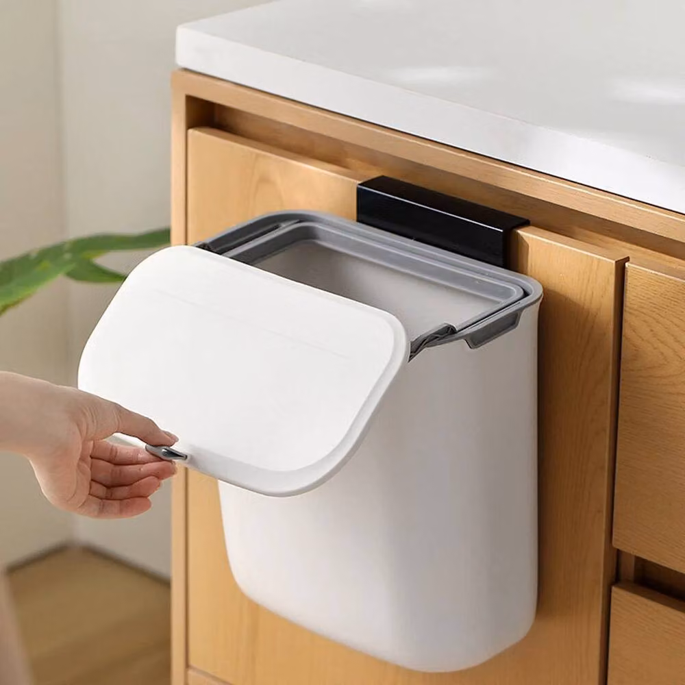 PAWNORA White Under Sink Kitchen Cabinet Door Bin with Flip Lid – 2