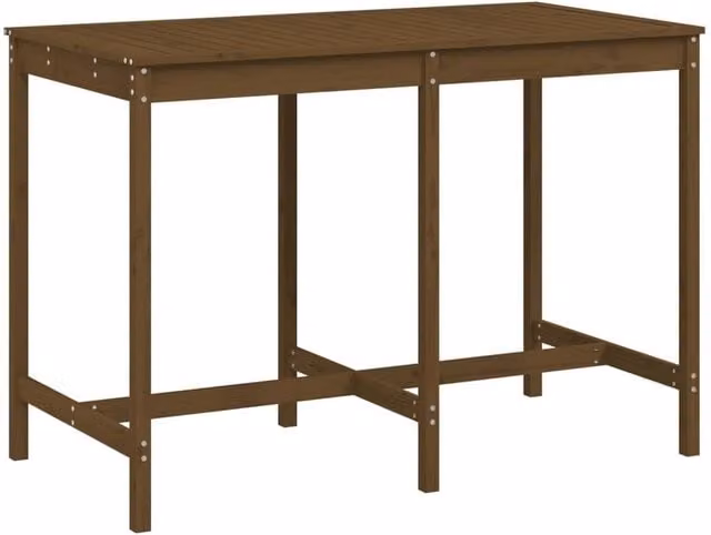 Berkfield Home Rustic Rectangular Garden Table in Brown Solid Pine, W/D/H: 159.5 x 82.5 x 110 cm