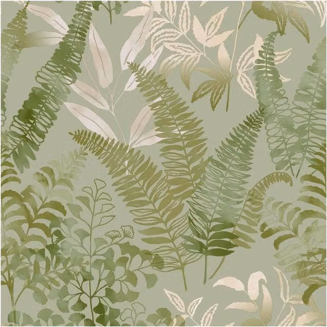 Graham & Brown Superfresco Easy Temptation Aqua Botanical Floral Wallpaper in Green and Blue, Width: 52 cm