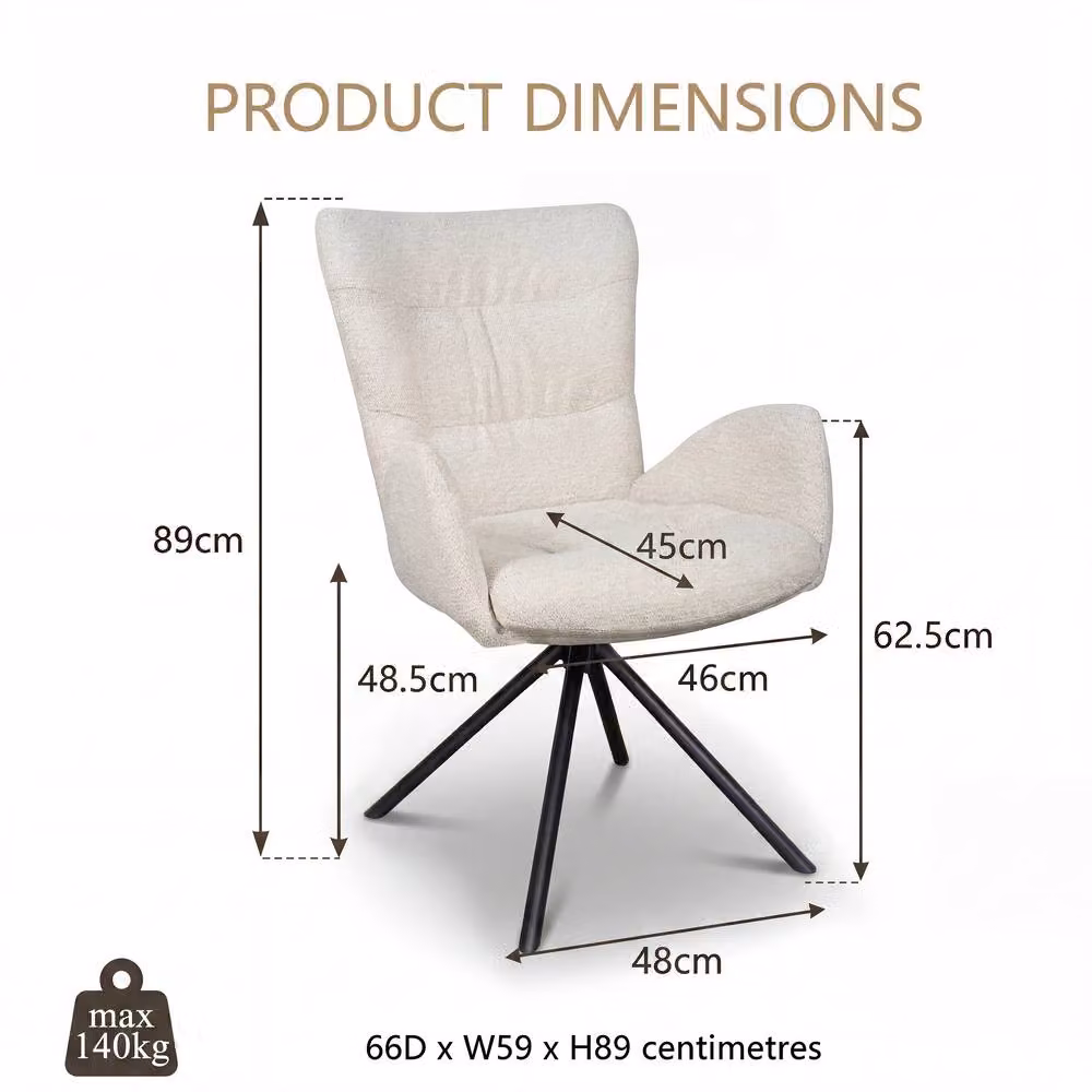 SONARA Set of 2 Luxury Chenille Swivel Accent Chairs in Beige – 2