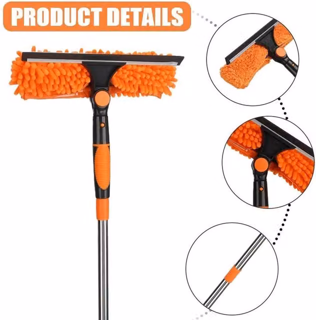 FLAVORA Window Cleaning Kit with Squeegee and Scraper in Orange – 1