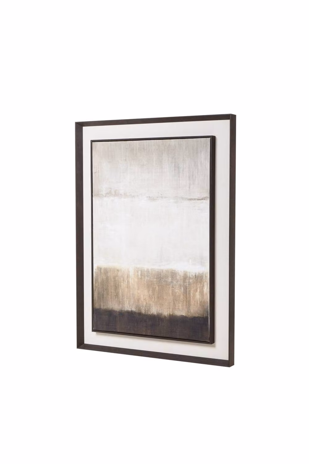 KDMD Extra Large Modern Abstract Linen Wall Art in Brown and White with Dark Frame – 2