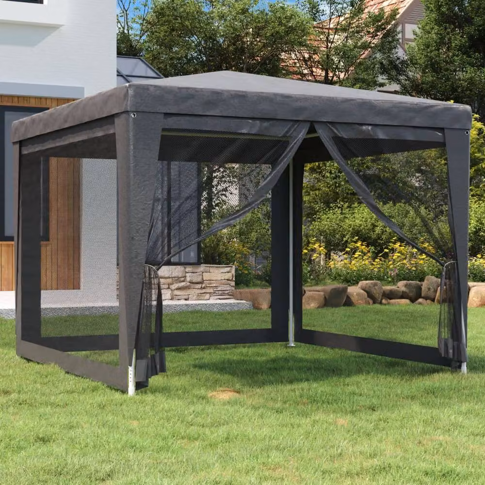 Berkfield Home Party Tent with 4 Mesh Sidewalls, Anthracite Dark Grey, W x D: 300 x 300 cm – 2