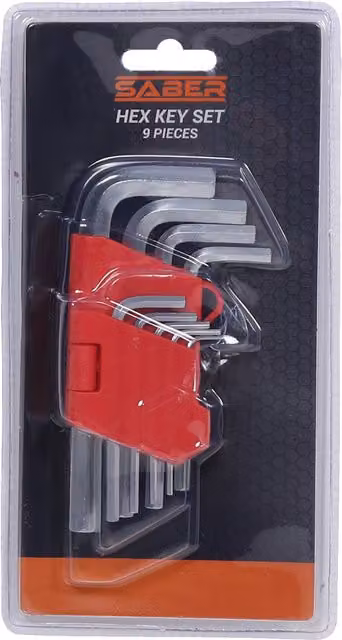 Saber 9 Piece Steel Hex Key Set in Silver