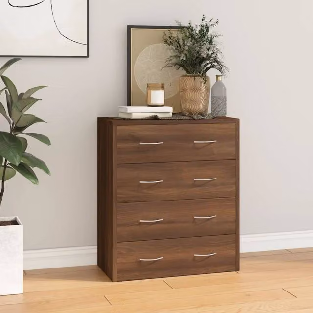 Berkfield Home Sideboard with 4 Drawers, Brown Oak, W: 60 cm, D: 30.5 cm, H: 71 cm – 1