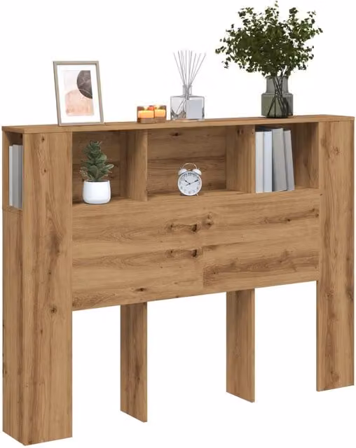 Berkfield Home Artisan Oak Headboard Cabinet in Brown, W/D/H: 140 x 18.5 x 102.5 cm – 1
