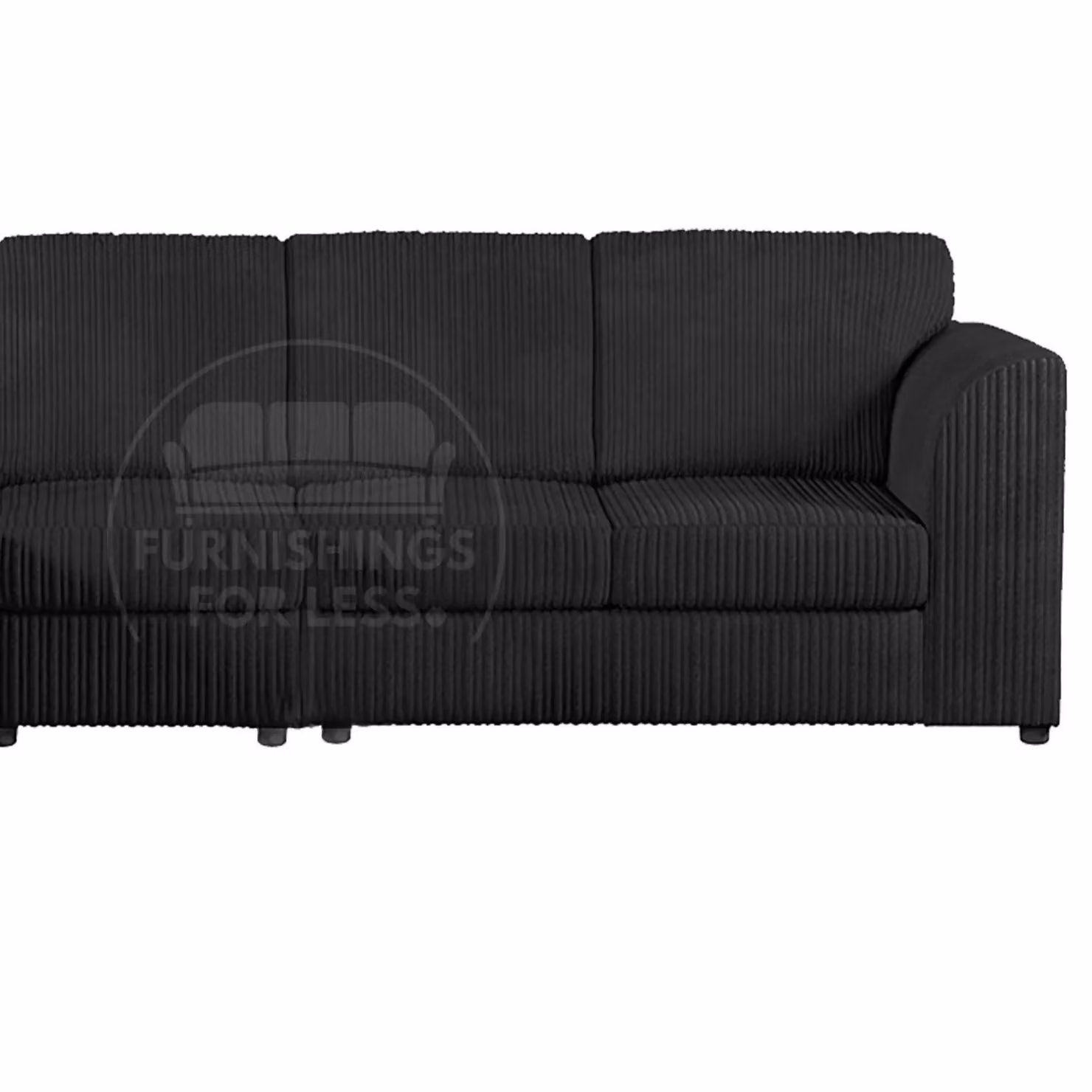 Furnishings For Less UK Luxor 5 Seat Left Hand Corner Sofa in Black Jumbo Cord – 3