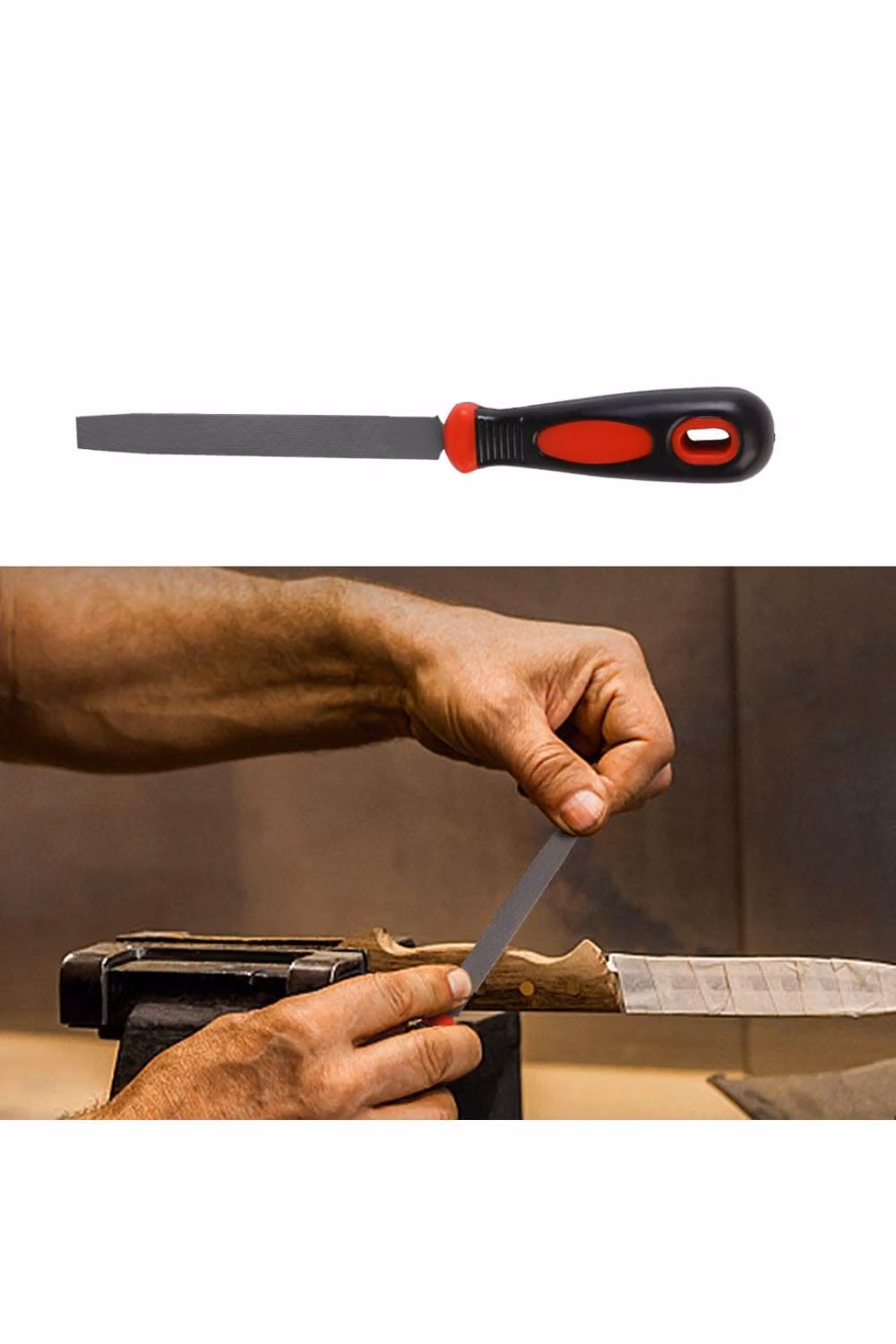 KDMD 5-Piece Steel Metal Hand File Set in Red, including Square, Flat, Round, Half Round and Triangular shapes – 3