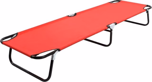 Berkfield Home Folding Sun Lounger in Red with Powder Coated Steel Frame and UV Resistant Textilene Fabric – 1