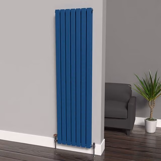 Lux Heat Flat Coloured Vertical Radiator in Galaxy Blue, H 180 cm x W 49 cm