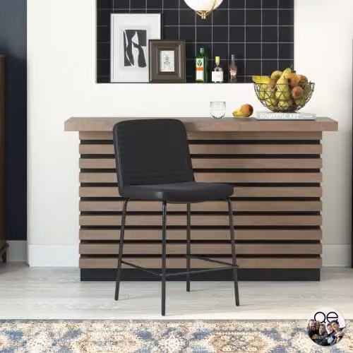 DHP Furniture Corey Counter Stool in Black Faux Leather, W: 51 cm, D: 46 cm, H: 88 cm – 1