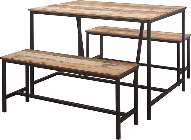 Birlea Industrial Rectangular Dining Table and Bench Set in Brown