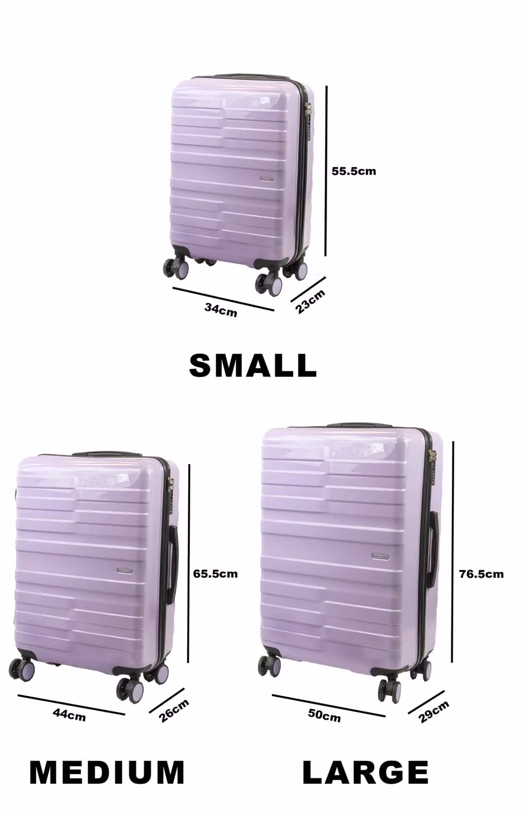Pierre Cardin Provence 3-Piece Lightweight Hardshell Luggage Set with 8 Wheels and TSA Lock in Purple – 2
