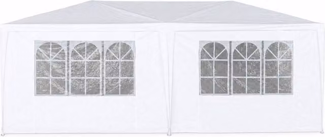 Oypla White Waterproof Steel Garden Gazebo Marquee with Window, W: 300 cm, D: 300 cm, H: 24.3 cm – 1