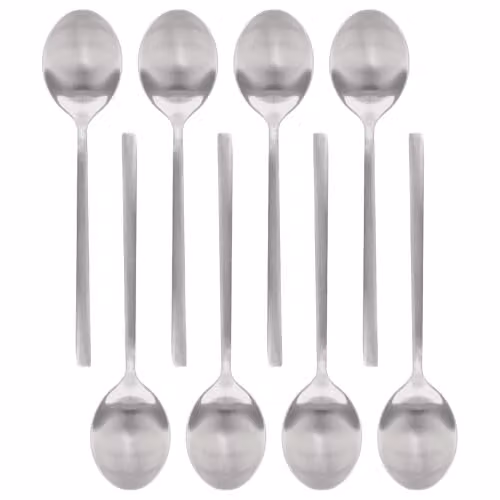 Argon Tableware Stainless Steel Dessert Spoons, Silver, Pack of 8 – 1