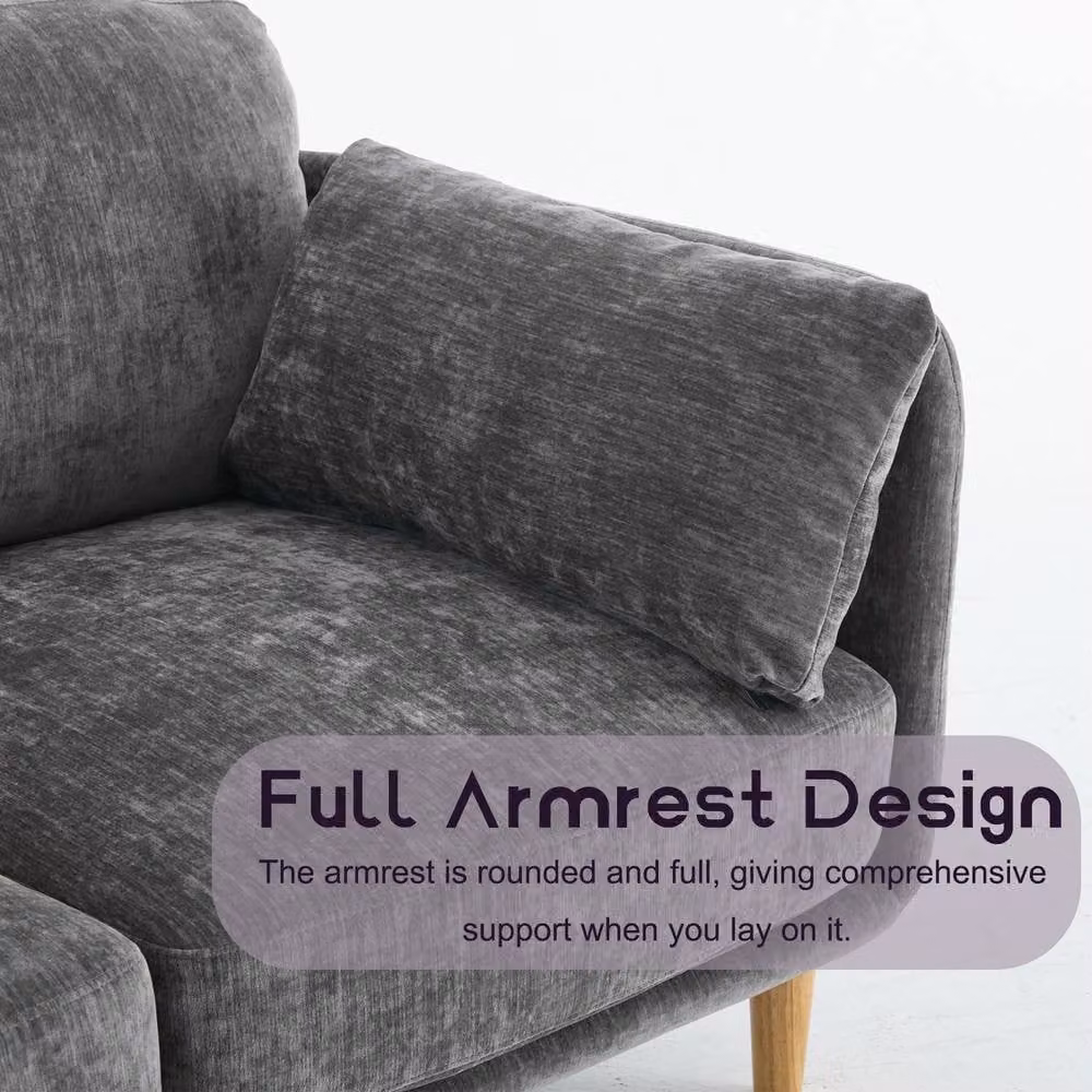 FURNITURE ONE Grey Velvet Upholstered L-Shape Sectional Sofa Set with 2-Seater and 3-Seater Modular Pieces and Scatter Cushions – 3