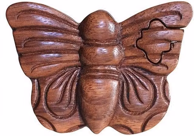 KDMK Bali Magic Box Enigmatic Butterfly Wooden Puzzle in Brown
