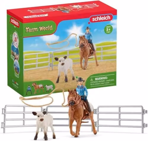 Schleich Farm World Cowgirl Team Roping Fun 9-Piece Multicolour Playset – 1