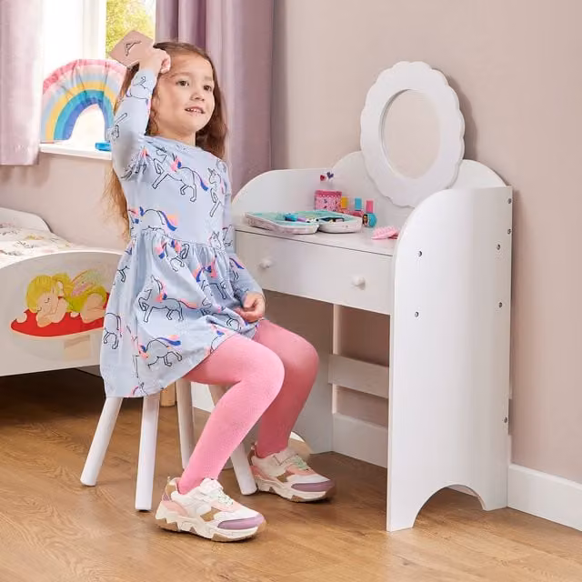 Liberty House Toys Kids Dressing Table and Stool in White